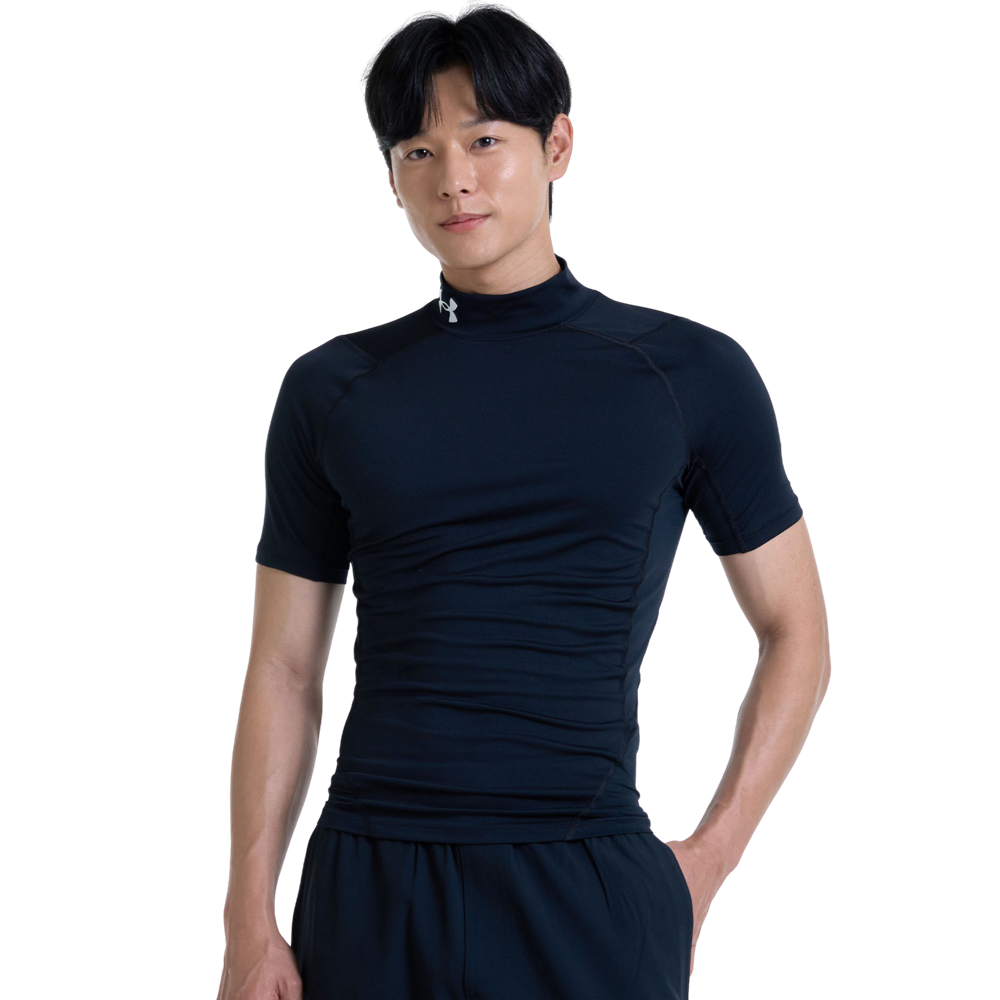 Under Armour Men's HeatGear Compression Mock Short-Sleeve Shirt-Black